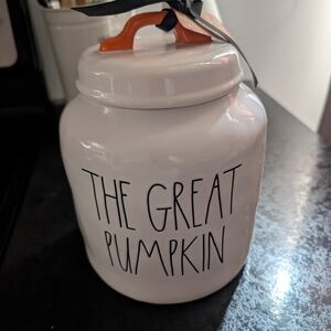 Rae Dunn White and Orange 'The Great Pumpkin' Jar